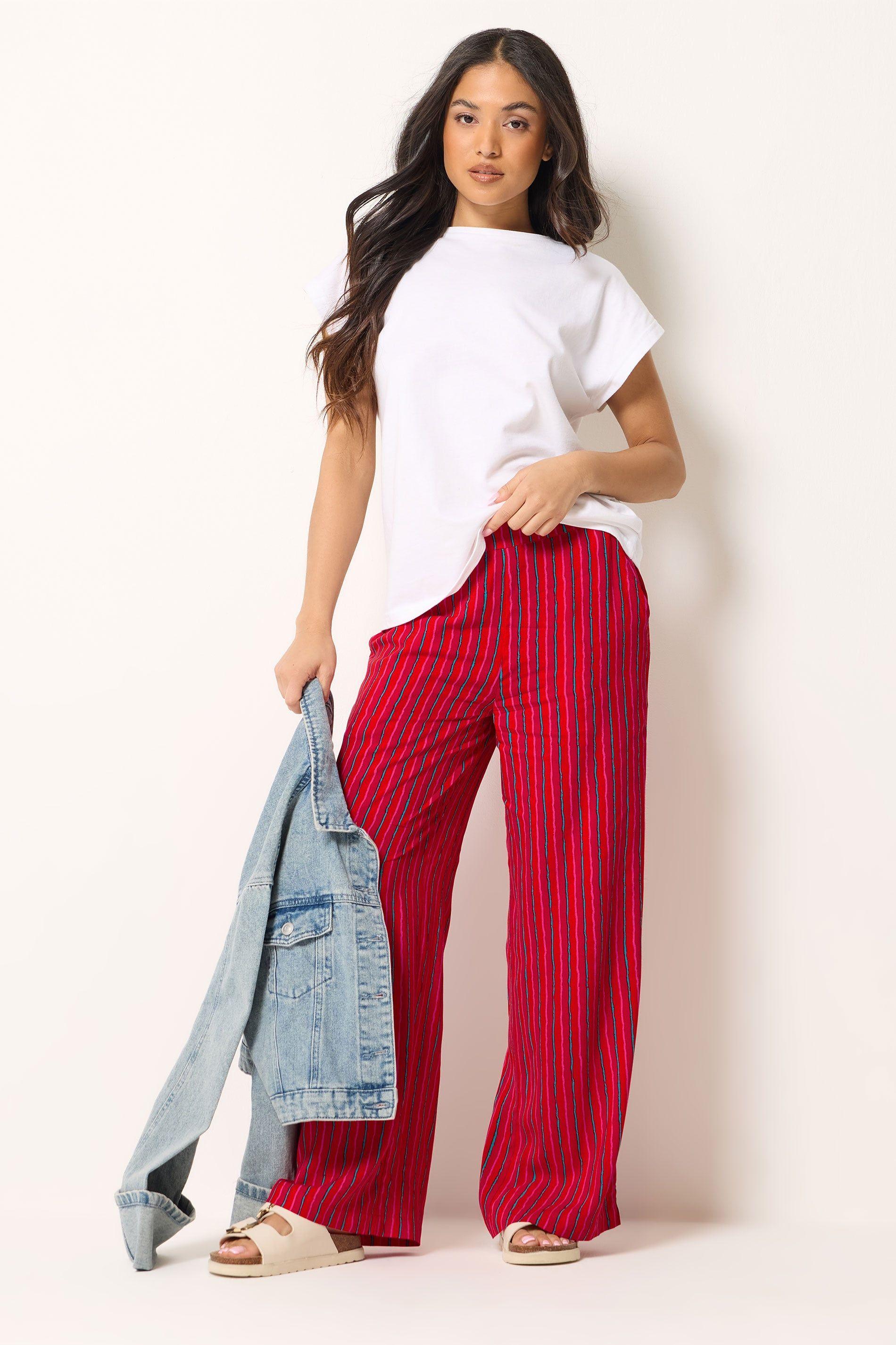 Petite Stripe Wide Leg Trousers by PIXIEGIRL