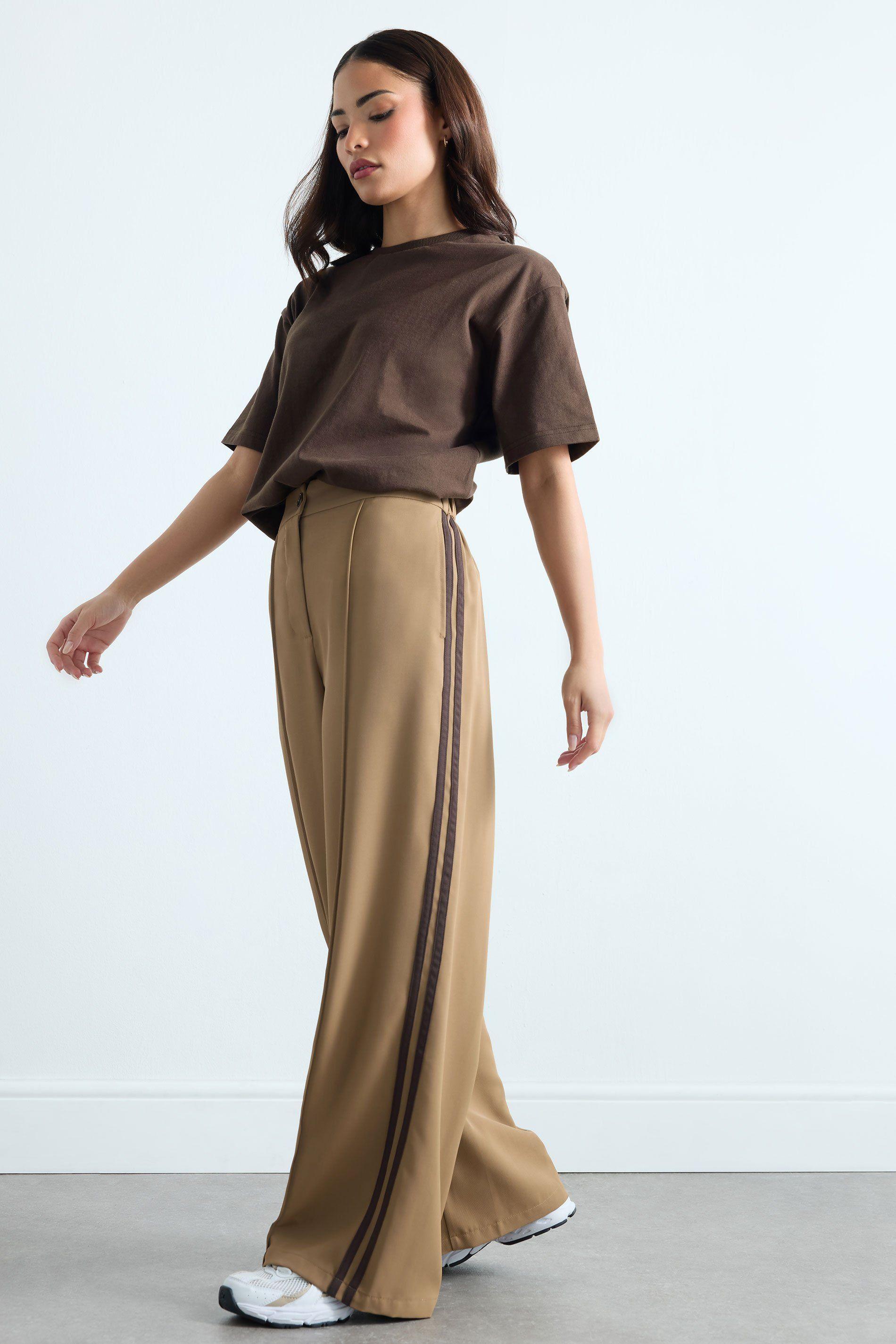 Petite Stripe Wide Leg Trousers by PIXIEGIRL