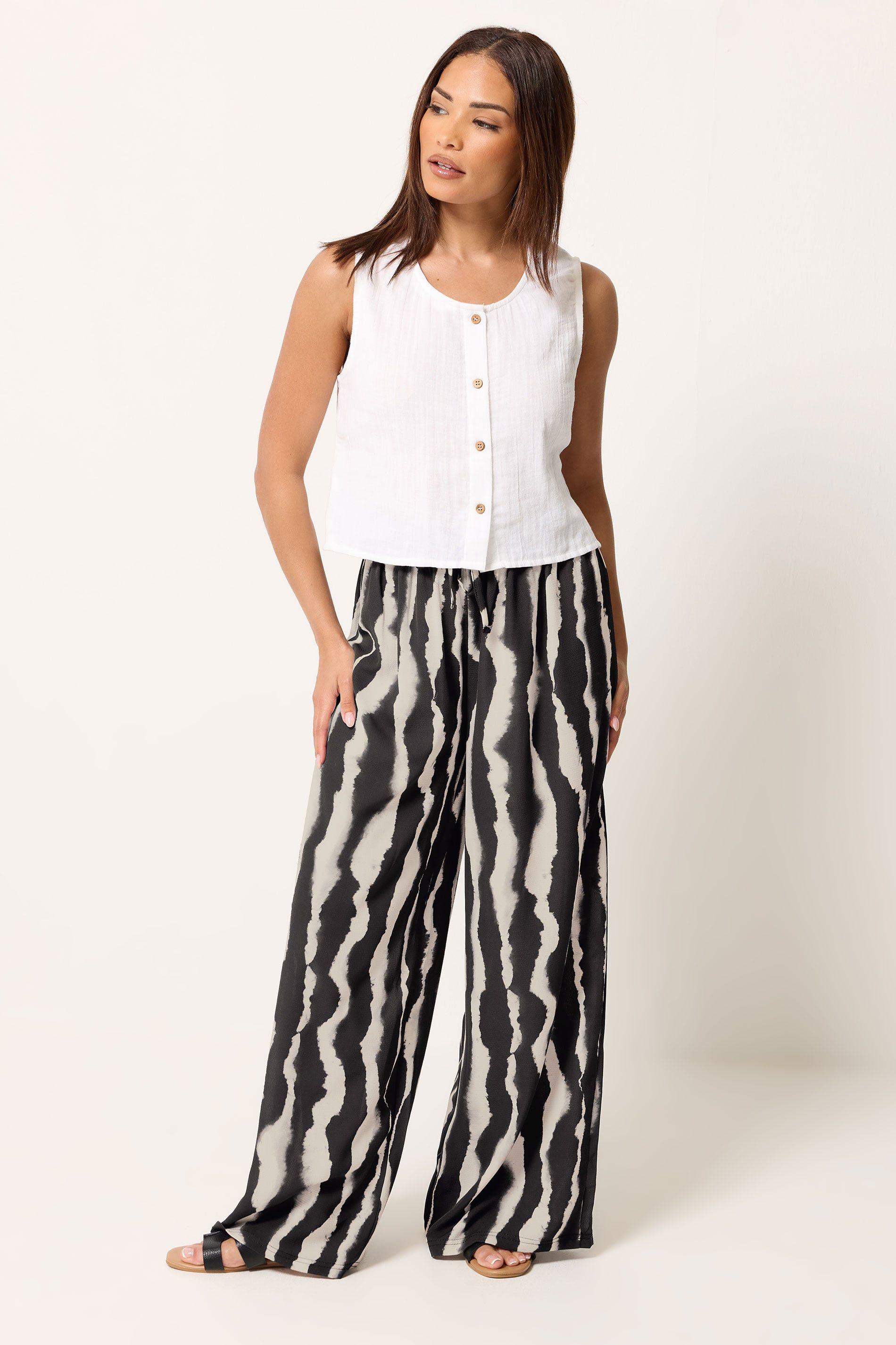 Petite Striped Wide Leg Trousers by PIXIEGIRL