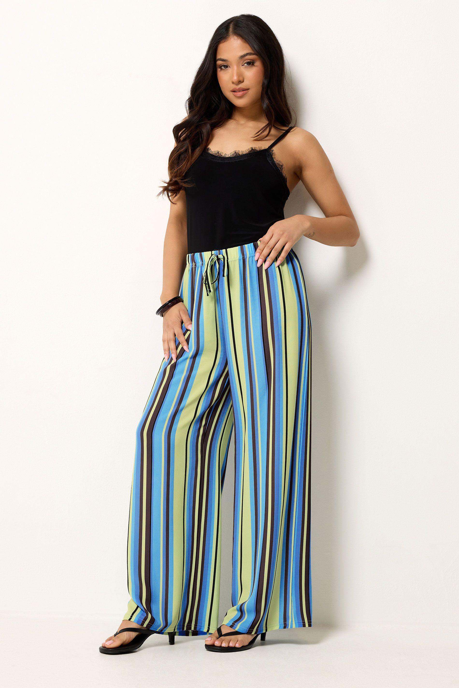 Petite Striped Wide Leg Trousers by PIXIEGIRL
