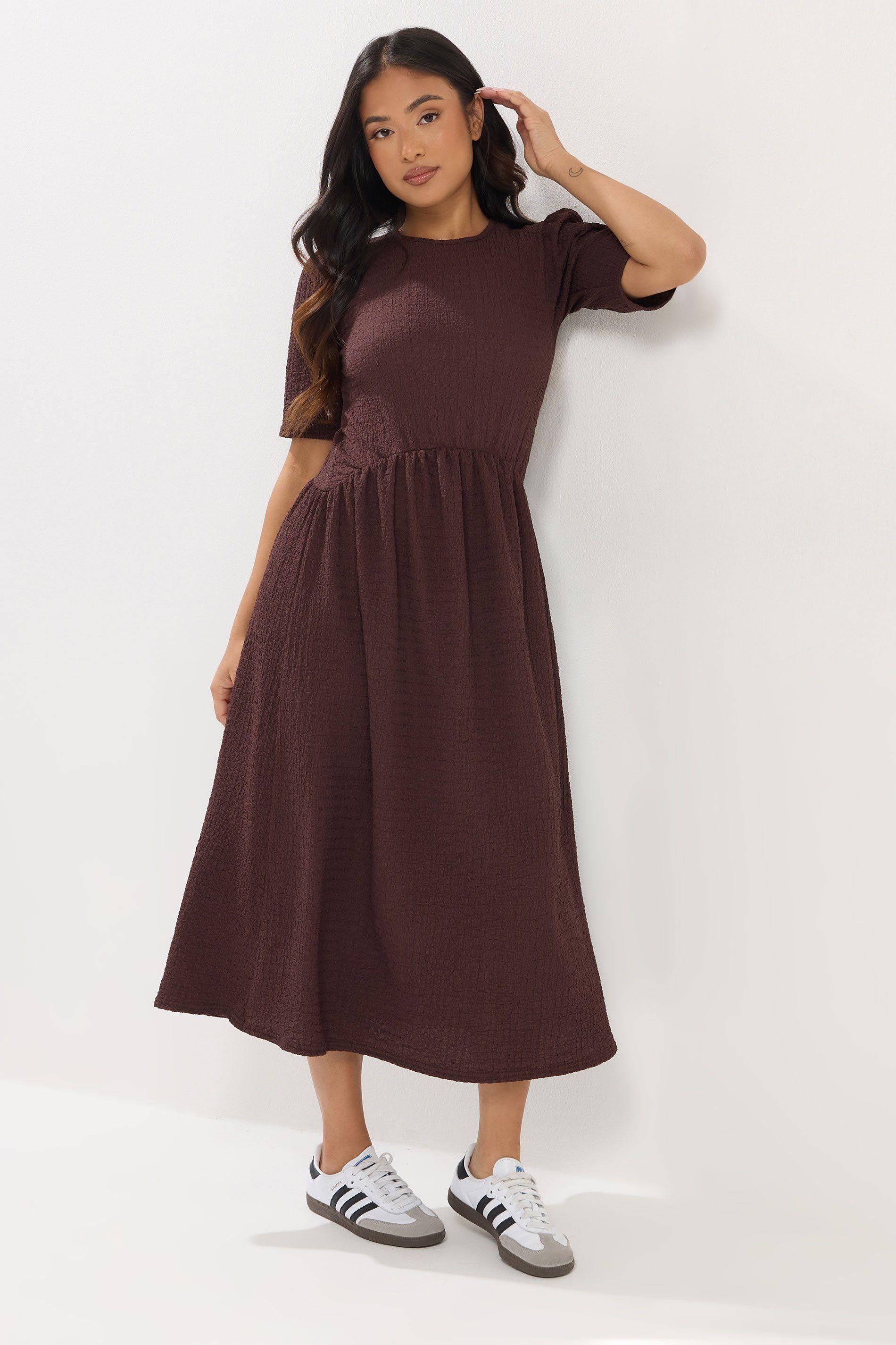 Petite Textured Midi Dress by PIXIEGIRL
