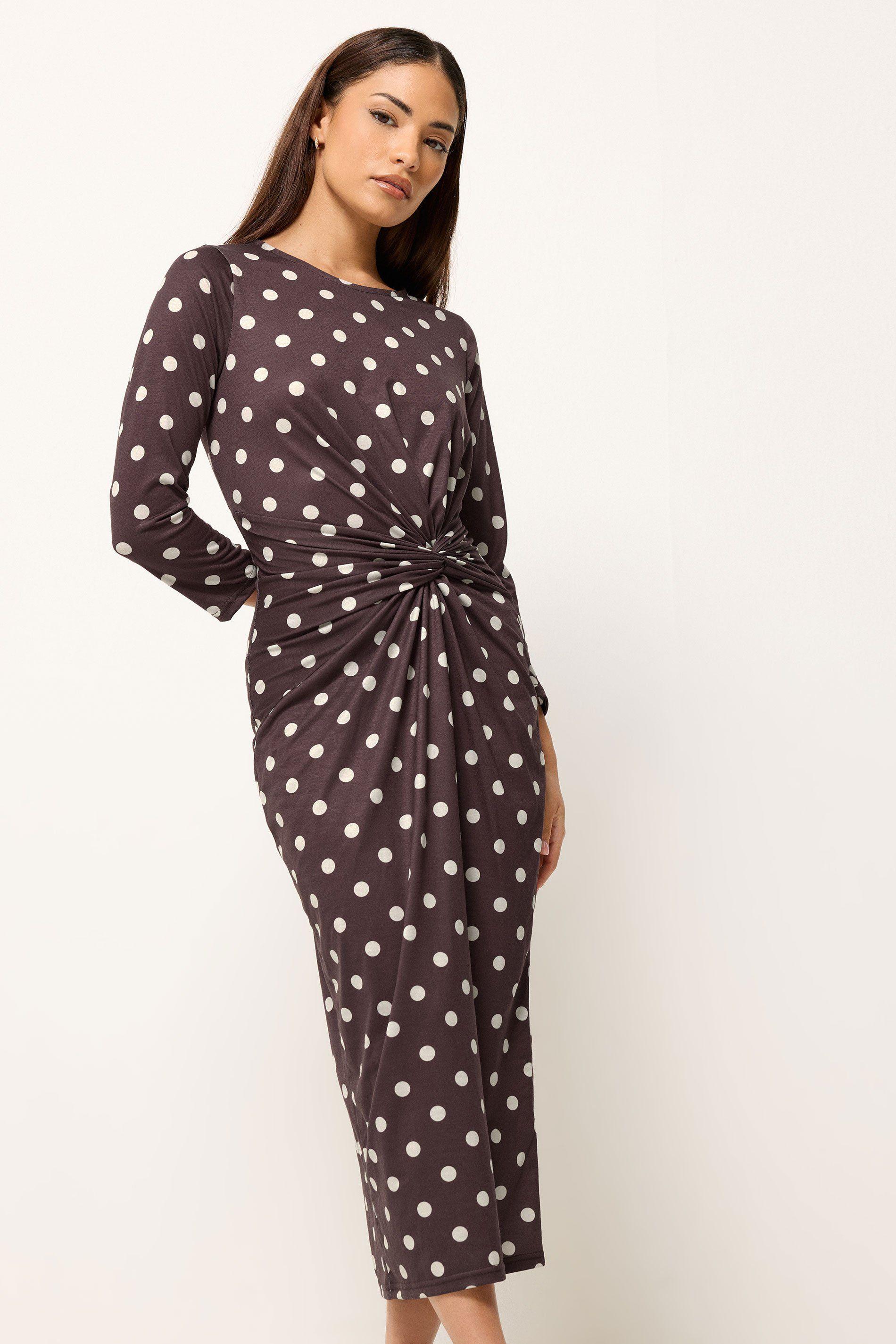 Petite Twist Front Midi Dress by PIXIEGIRL