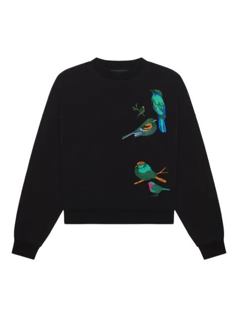 birds-embroidered sweatshirt by PLACE OF ELMS