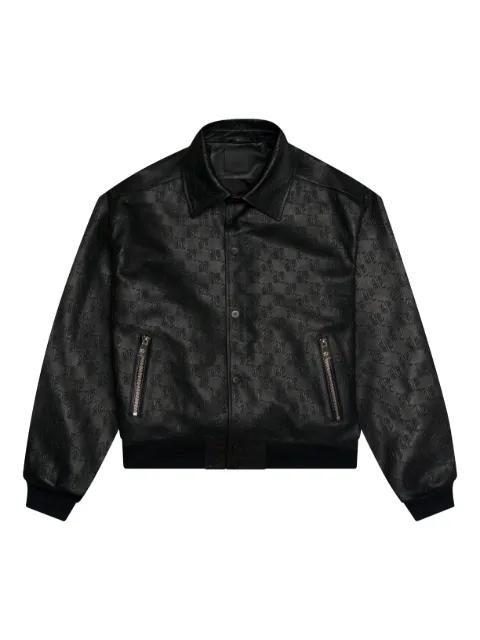 debossed leather bomber jacket by PLACE OF ELMS