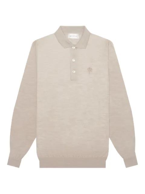 long-sleeve logo-embroidered polo shirt by PLACE OF ELMS