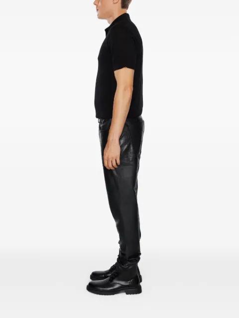 monolink-debossed leather trousers by PLACE OF ELMS