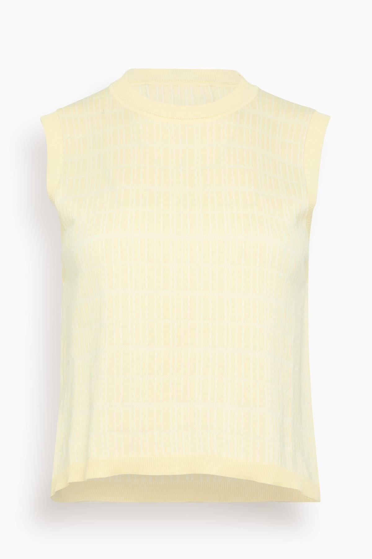 Bicolor Jacquard Top in Light Yellow Cream by PLAN C