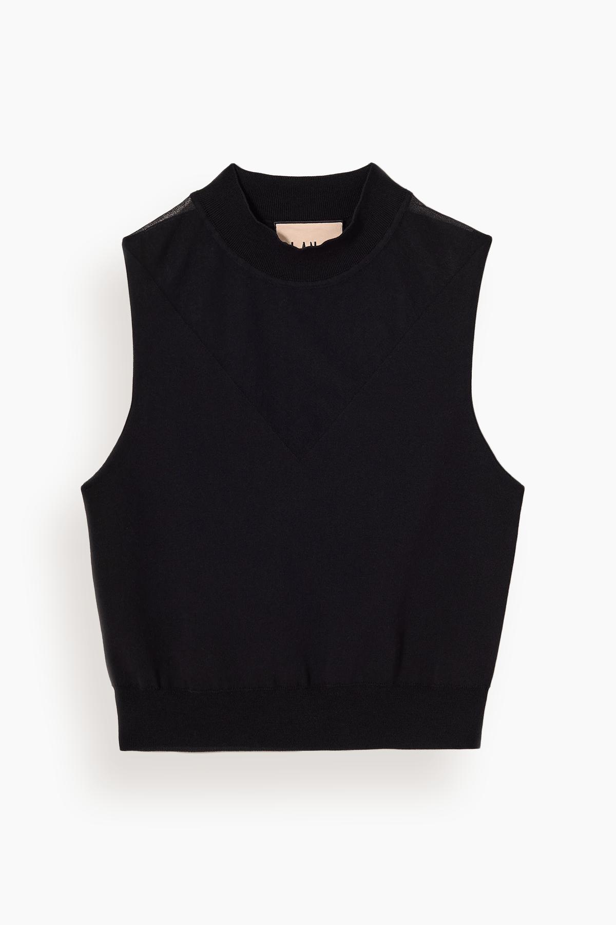 Intarsia Cotton Knit Vest in Black by PLAN C