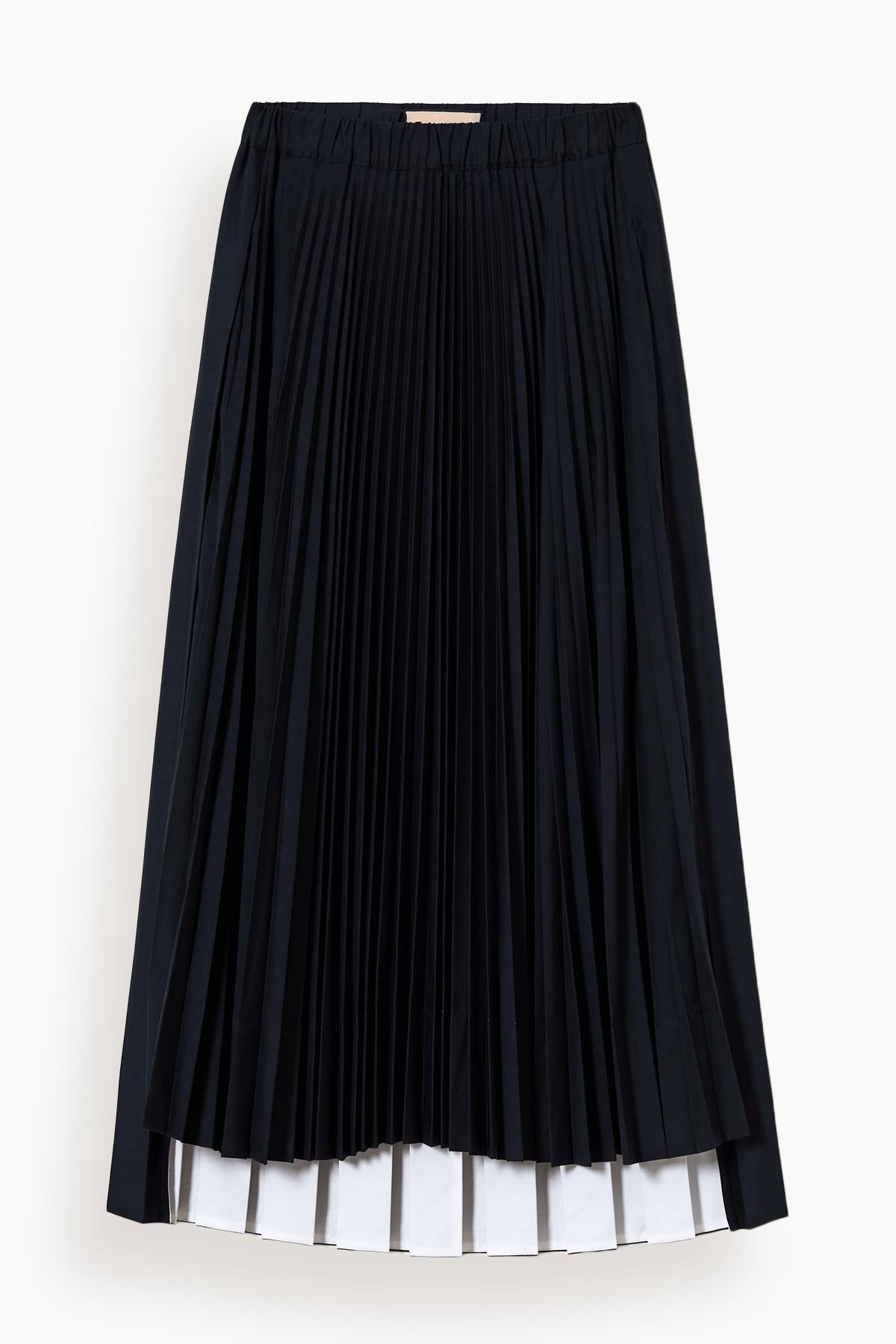 Pleated Skirt in Blue Black by PLAN C