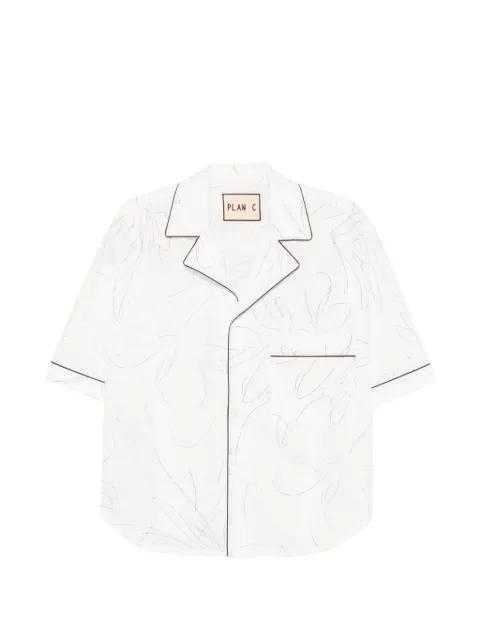 abstract-print piped-trim shirt by PLAN C
