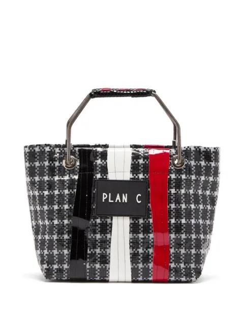 check-print metal-handle tote bag by PLAN C