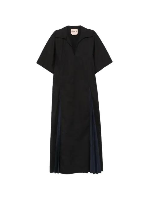 pleated-panel V-neck midi dress by PLAN C