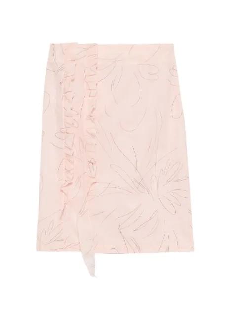 ruffled-detail midi skirt by PLAN C