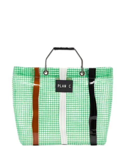 striped grid tote bag by PLAN C