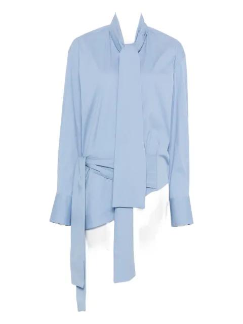 tie-neck wrap silk shirt by PLAN C
