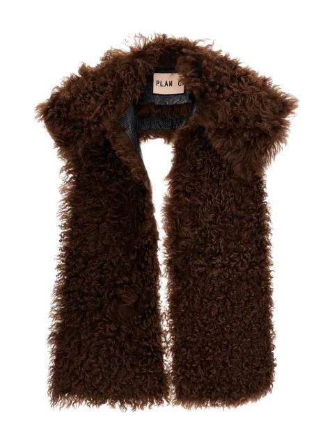 tobacco velour shearling stole by PLAN C