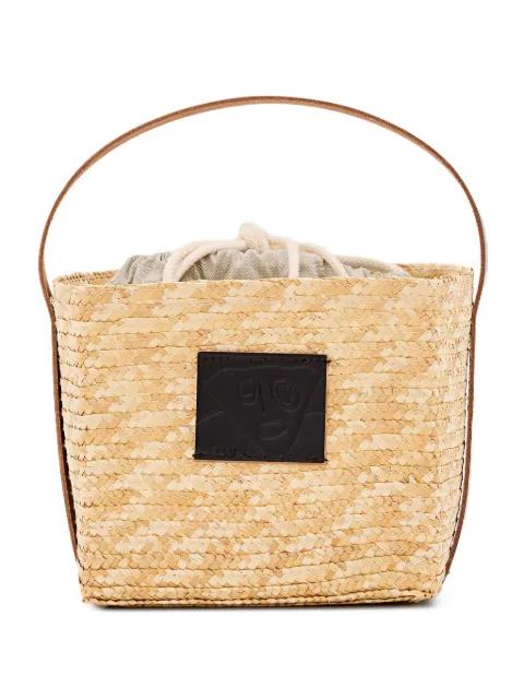 woven-raffia tote bag by PLAN C