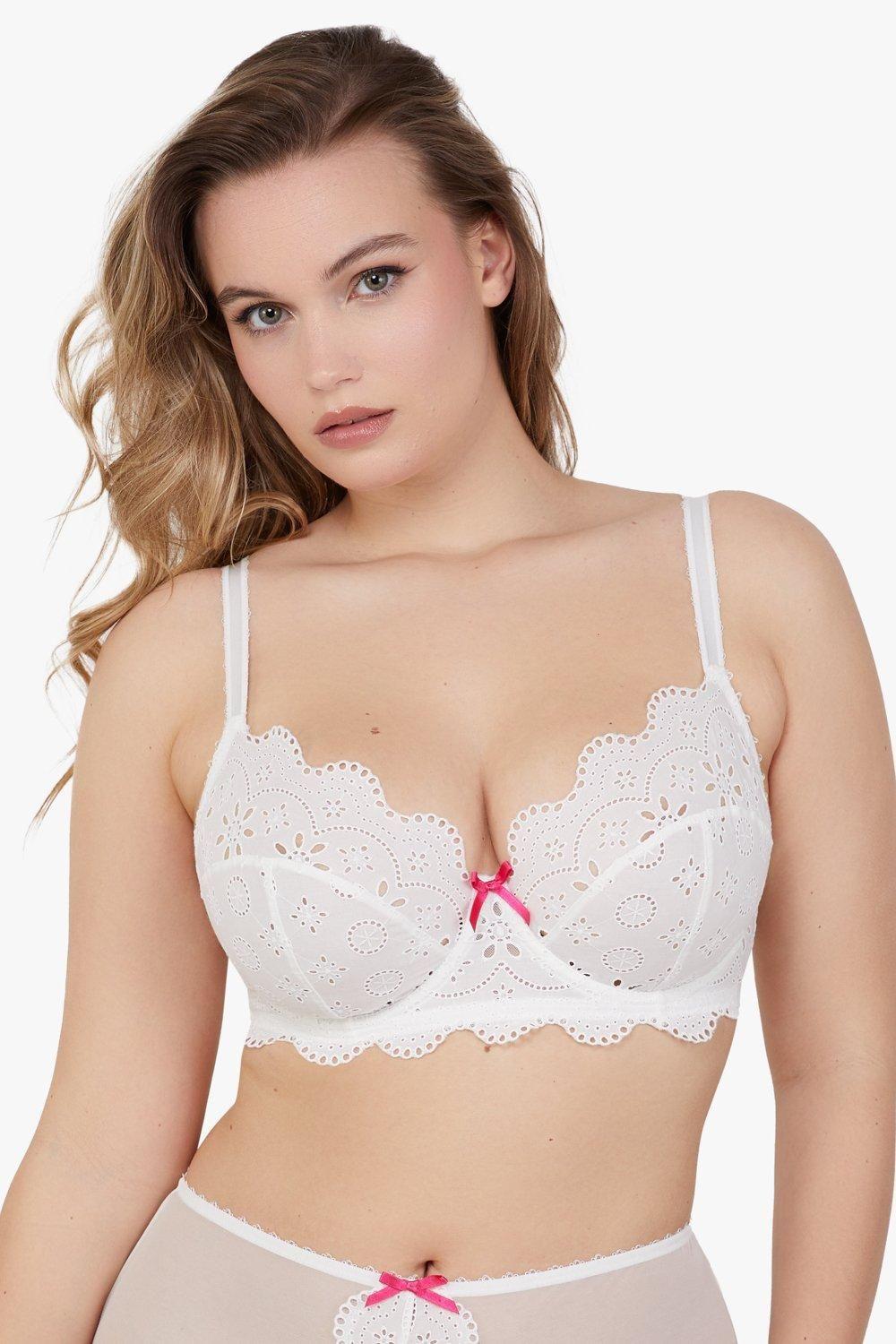 Camille White Broderie Balconette Bra by PLAYFUL PROMISES