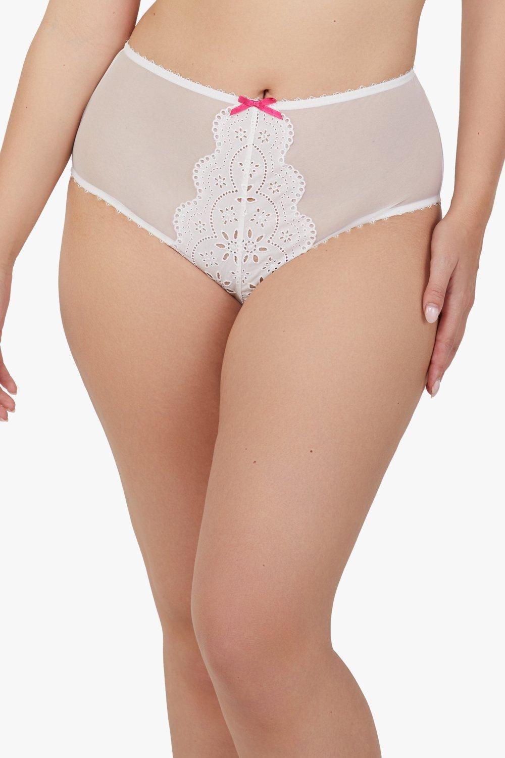 Camille White Broderie High Waisted Brief by PLAYFUL PROMISES