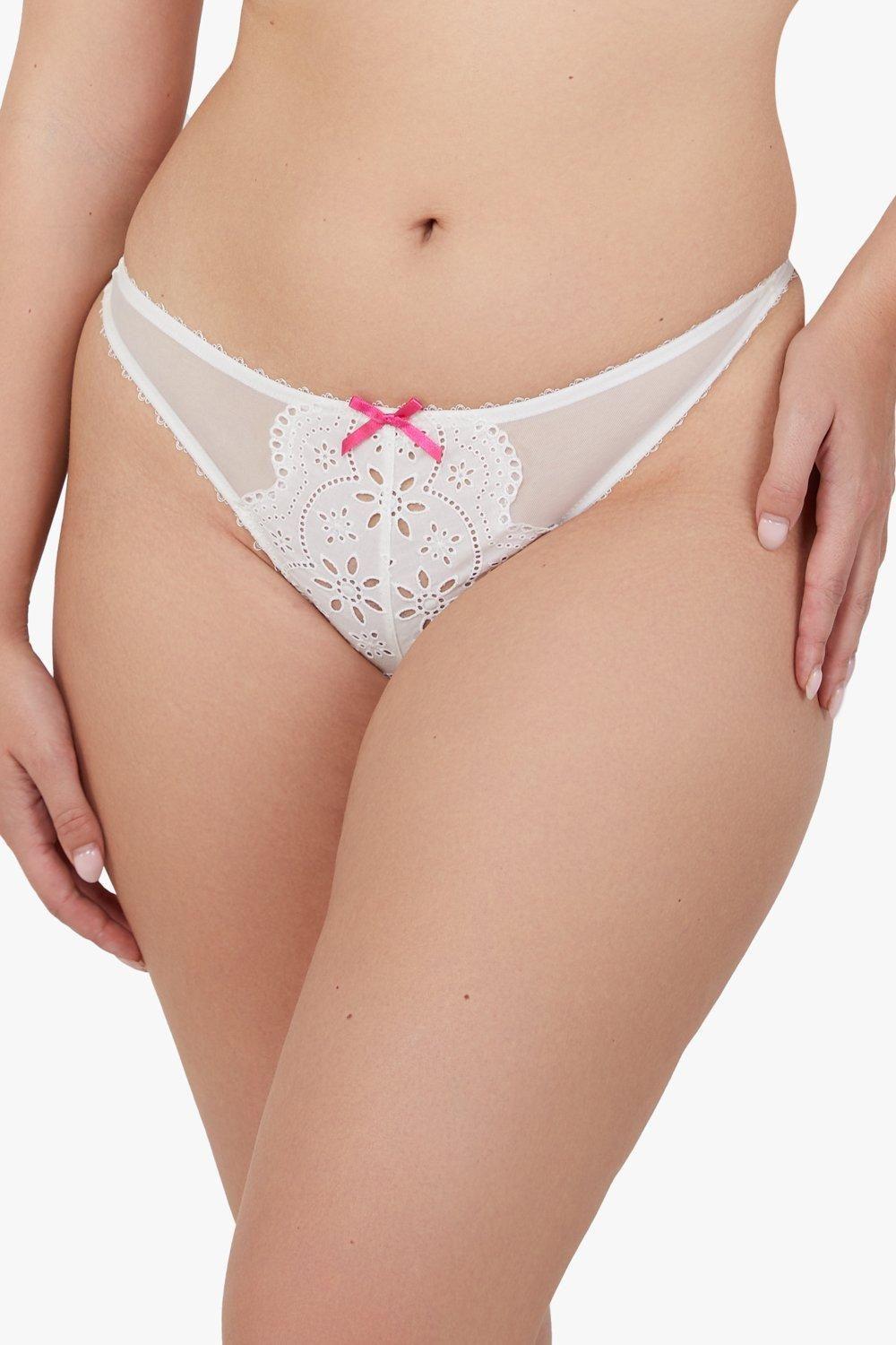 Camille White Broderie Thong by PLAYFUL PROMISES