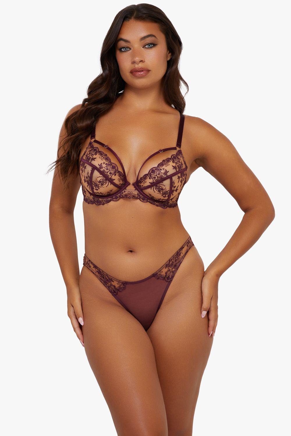Cassia Wine Custom Embroidery Closed Brief by PLAYFUL PROMISES