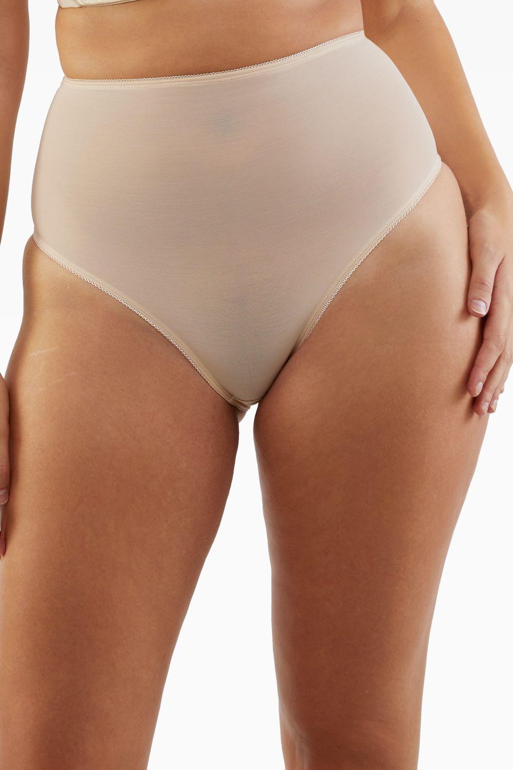 Elsie Peach Mesh Classic High Waist Brief by PLAYFUL PROMISES
