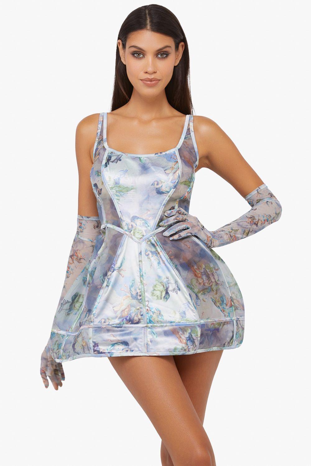 Gracie Renaissance Printed Boned Underbust Dress by PLAYFUL PROMISES