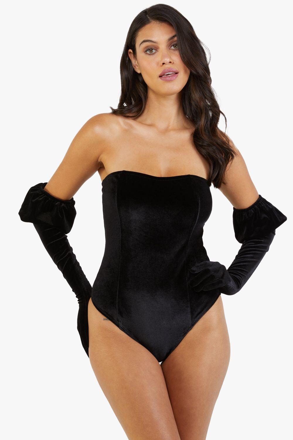 Halina Puff-Sleeve Body With Built-In Gloves by PLAYFUL PROMISES
