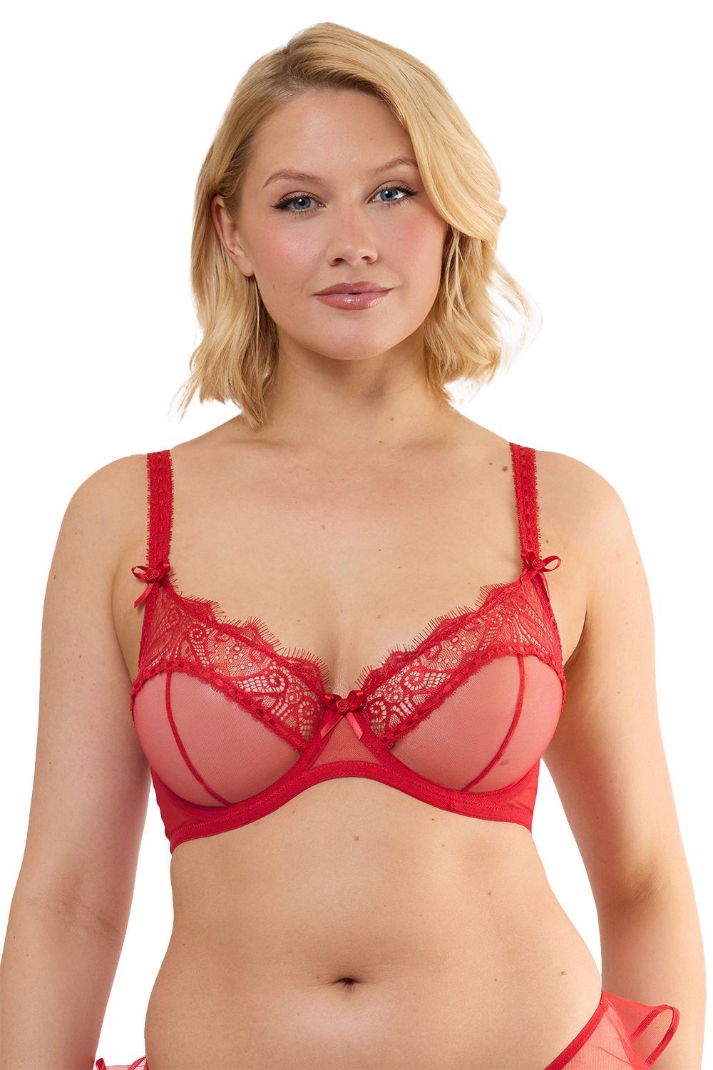 Monica Red Ribbon Slot Lace 'Bra' by PLAYFUL PROMISES