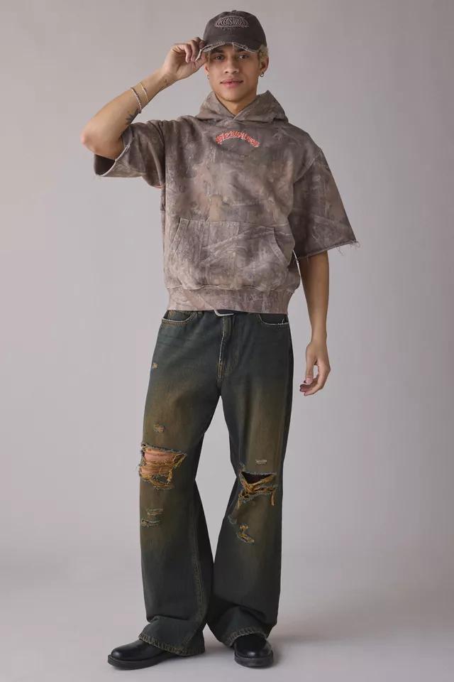 PLEASURES Camo Cutoff Hoodie Sweatshirt by PLEASURES