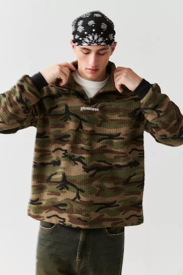 PLEASURES Textured Camo Quarter-Zip Sweatshirt by PLEASURES