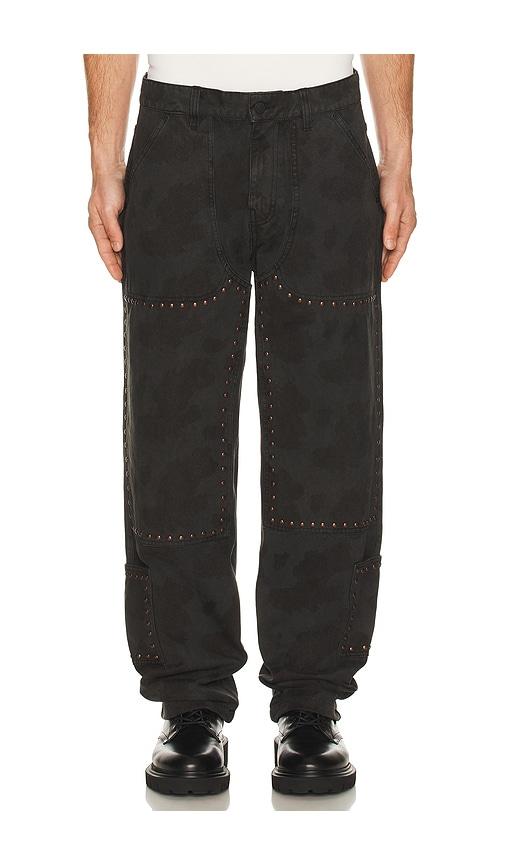 Pleasures Cowhide Double Knee Work Pant in Black by PLEASURES