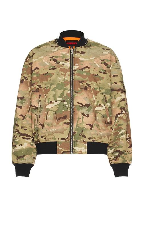 Pleasures Gem Camo Bomber in Green,Orange by PLEASURES