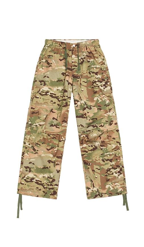 Pleasures Gem Camo Wide Pants in Green by PLEASURES