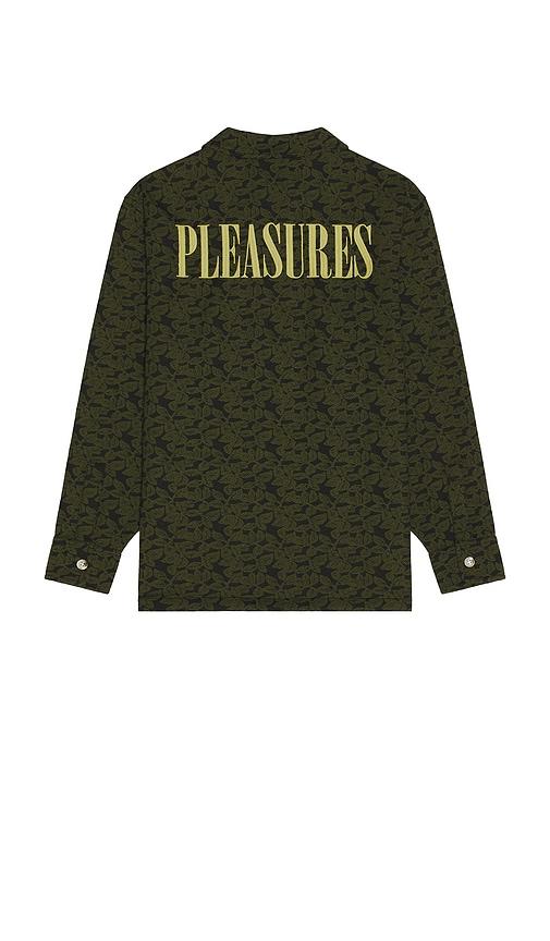 Pleasures Leaf Half Zip Shirt in Green by PLEASURES