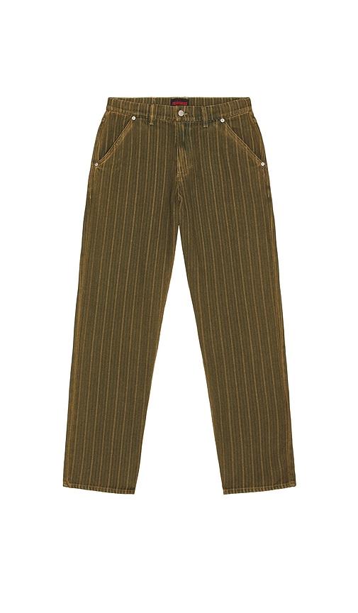 Pleasures Rail Stripe Work Pants in Brown by PLEASURES