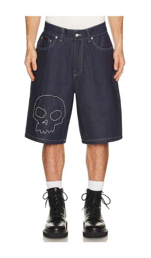 Pleasures x Zero Skateboards Skull Jorts in Blue by PLEASURES