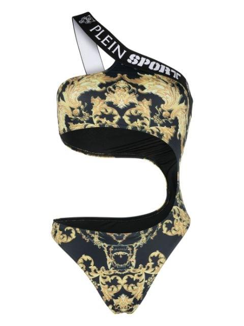 Baroque-print cut-out swimsuit by PLEIN SPORT