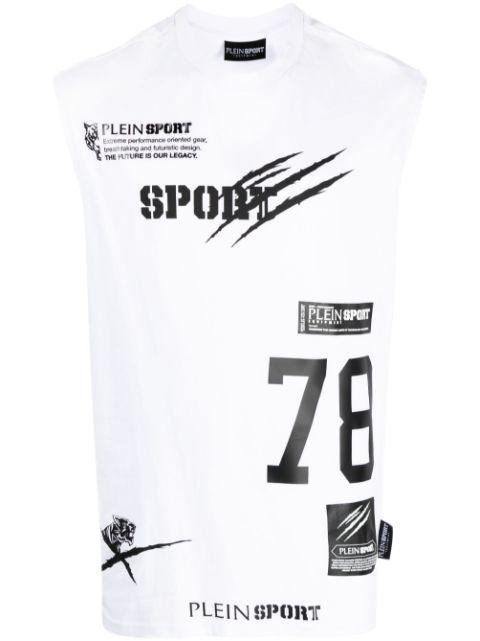 Multilogo cotton tank top by PLEIN SPORT