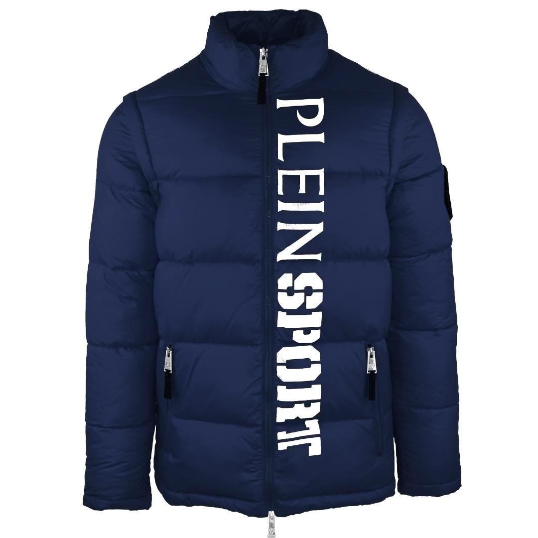 Sport Vertical Logo Padded Navy Jacket by PLEIN SPORT