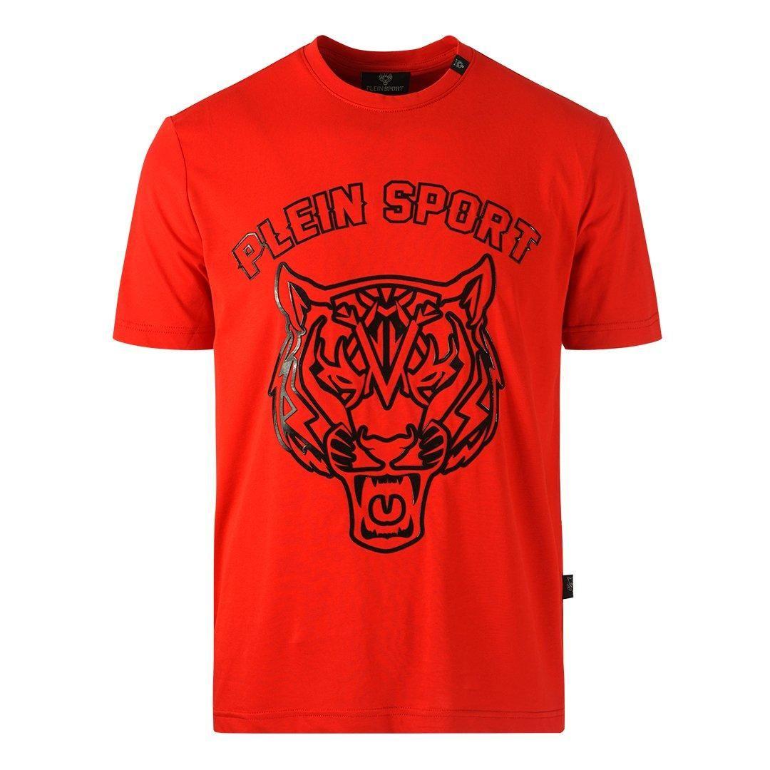 Tiger Head Logo Red T-Shirt by PLEIN SPORT