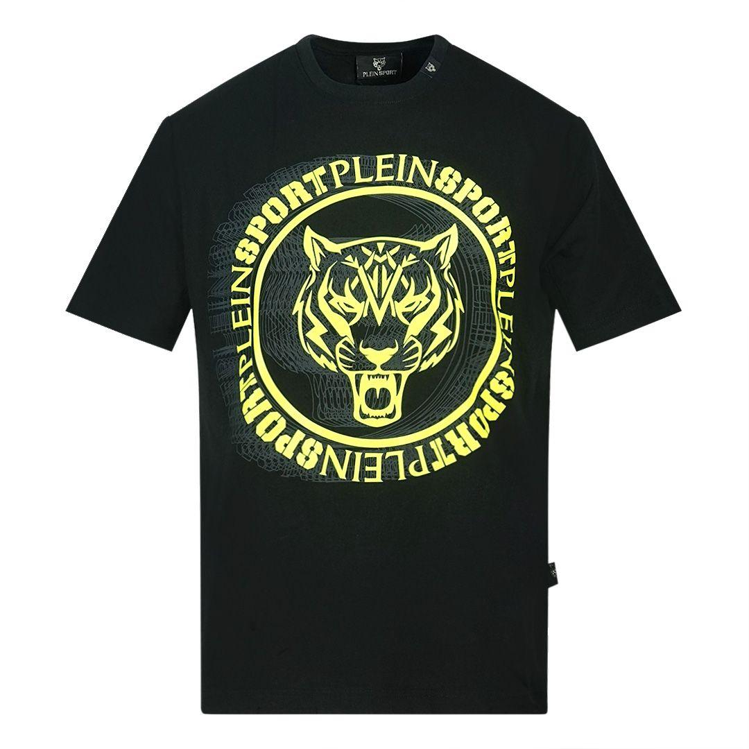 Yellow Scribble Layer Logo Black T-Shirt by PLEIN SPORT