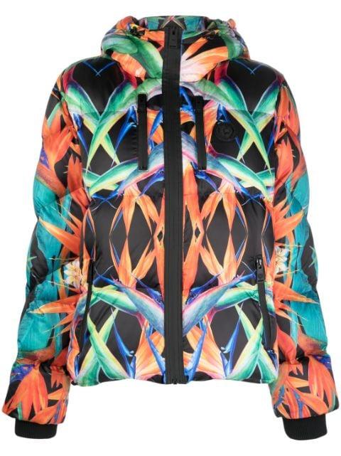 botanical-print hoodied puffer jacket by PLEIN SPORT