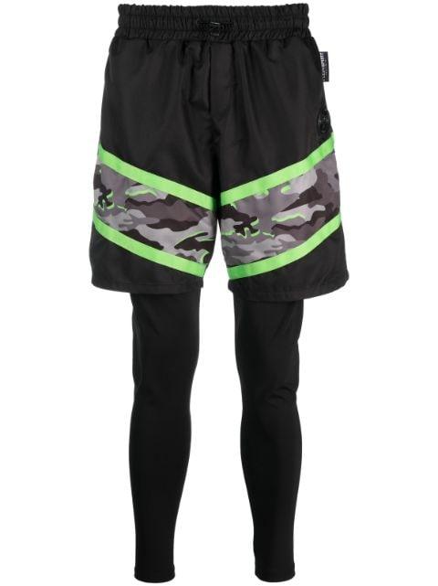 camouflage-print layered legging by PLEIN SPORT