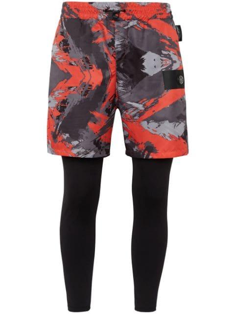 camouflage-print layered track pants by PLEIN SPORT
