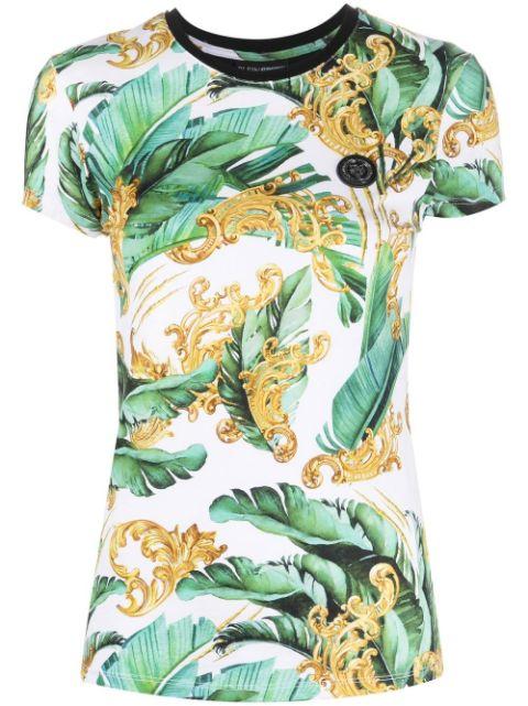 floral logo-print T-shirt by PLEIN SPORT