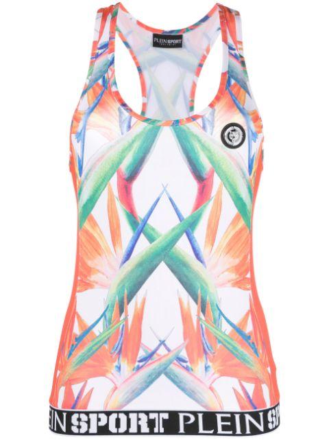 floral-print sleeveless tank top by PLEIN SPORT