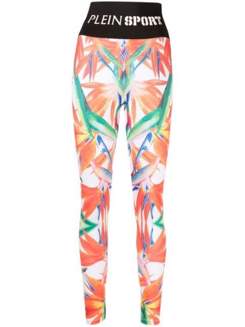 floral-print stretch leggings by PLEIN SPORT