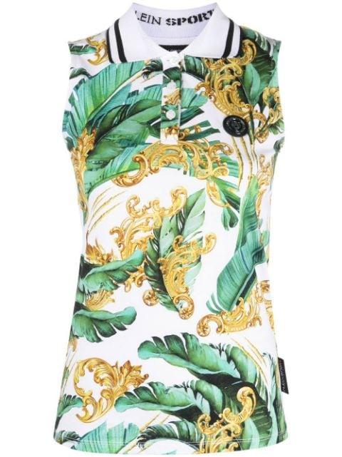 floral sleeveless polo shirt by PLEIN SPORT