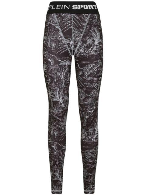 graphic-print high-waist leggings by PLEIN SPORT